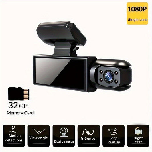 My Store Full HD dash cam with 32GB card featuring 1080P resolution and night vision