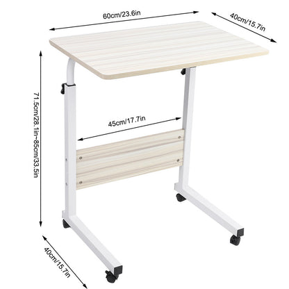 Portable laptop desk for home office with adjustable height and rolling wheels for easy mobility